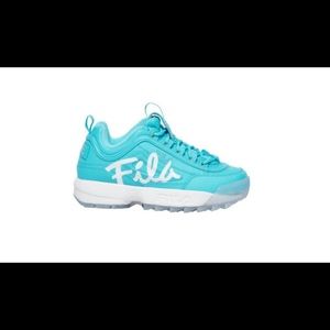 Fila Girls Disruptor Script Shoes Neon Blue/Ice